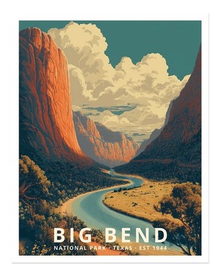 Big Bend Nationalpark Landschafts Wandkunst Vintage Natur Berg Ra