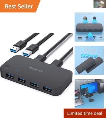 Versatile USB 3.0 Switch for 2 Computers - Supports Keyboards, Printers & More