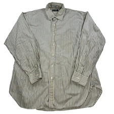 Mens Gitman Bros Long Sleeve Button Up Striped Tan Size 16/34 Made in USA