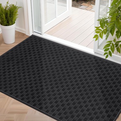 Entrance Mat Indoor Outdoor Heavy Duty Commercial Front Door Mats Carpet Black