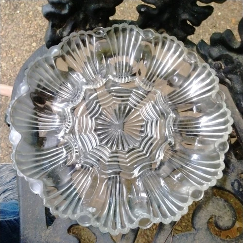 Vintage Anchor Hocking Clear Glass Deviled Egg Plate Serving Platter Relish Dish
