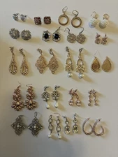 Lot Of 20 Charming Charlie Fancy Crystal & Pearl Earrings Pierced New