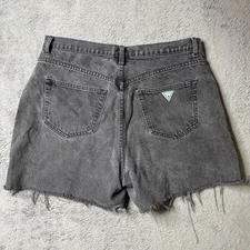 Vintage Guess Denim Jeans USA Georges Marciano Mens Cut Off Black 36 Fade Denim