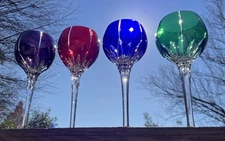 8 NEW Ajka Castile Albinka Multicolor Cut Crystal 8.25" Wine Hock Glasses