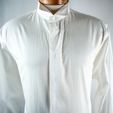 JOHN W. NORDSTROM White Stripe Men Formal French Tuxedo Wing Tip Shirt Size 16.5