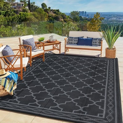 Glowsol Outdoor Rug 5X8 For Patios Waterproof Mat Outdoor Plastic Straw Rug