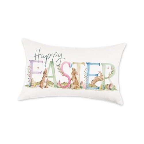 Happy Easter Pillow Cover 12x20 Inch Bunny Pillowcase Farmhouse Spring