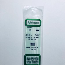 Evergreen 112 Styrene Plastic Strips .015x.040 x 14" 10 