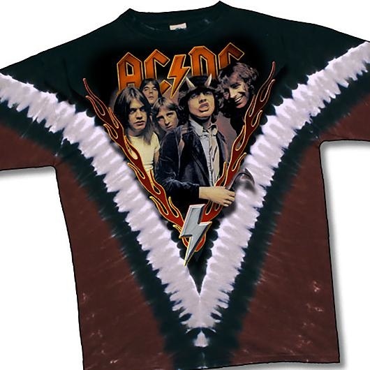 【KOOLOSET】Vintage ACDC Dying Half Tee AC DC-HIGHWAY TO HELL-2 SIDED-V TIE DYE T-SHIRT XL Vintage