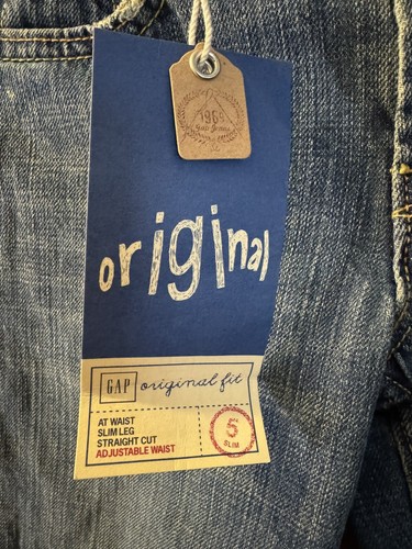 Kids GAP 1969 Blue Denim Original Fit Jeans With Adjustable Waist Tabs - Picture 3 of 6
