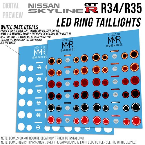 1/64 NISSAN GTR R34 Calcomanías de tobogán acuático personalizadas Faro Luz trasera R35 para Hot - Imagen 12 de 27