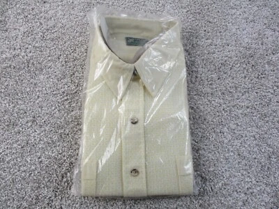 Vintage Haband Shirt Mens Woven Retro Button Down Yellow Pockets LS Breathable - Image 1 of 4