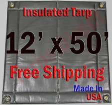 12' x 50' Insulated Poly Tarp 1/2" Foam Core Concrete Padding Wall Cushion Kiln