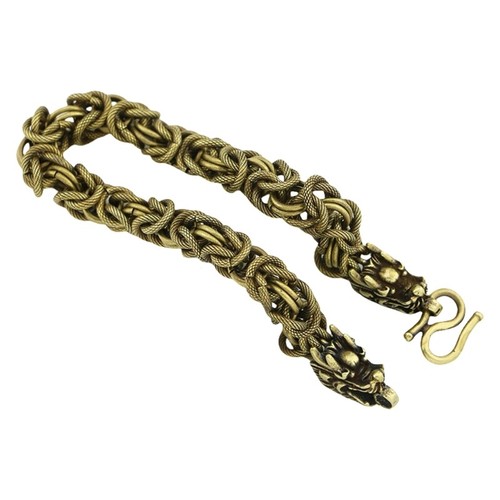 Artistic Dragon Head Bracelet In Bronze Wristband For Parties And Daily Wear - Zdjęcie 7 z 8