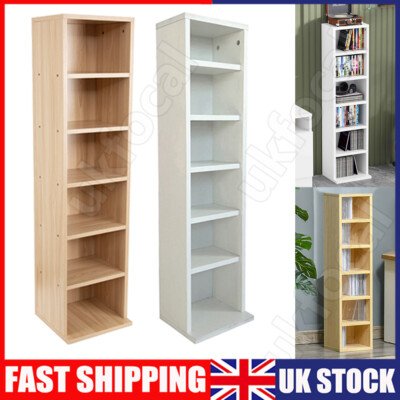 6 Tier Wooden CD DVD Game Book Shelf Storage Tower Rack Shelf Unit Fits ...