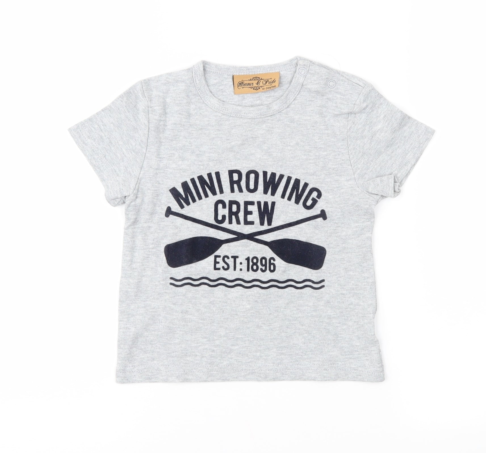 FILA T shirt base grigio cotone Honour & Pride taglia 18 24 mesi collo a scatto 