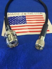 MINI UHF MALE PLUG TO SO-239/PL-259 FEMALE JACK JUMPER PIGTAIL 3' MADE IN USA