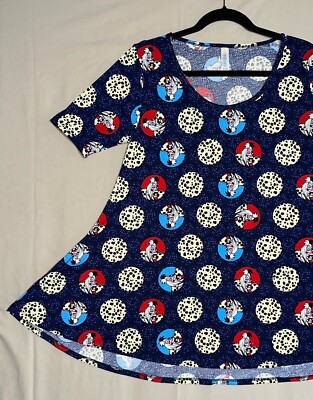 NEW XS S Womens Lularoe Disney Perfect T-Shirt Cruella De Vil Villain Blue