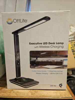 SCHWARZE OTTLITE EXECUTIVE SCHREIBTISCHLAMPE U13EQ weiß kabellos laden 5V 2,1A