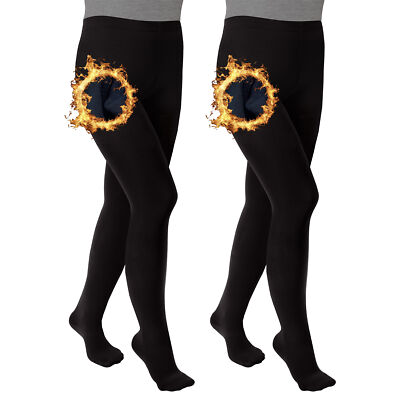 Girls Thermal Tights Brushed Cosy Pairs Girls Black Warm