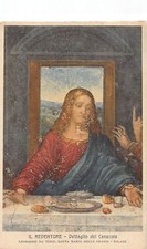 A011 Italia Detalle de Pintura Leonardo Da Vinci La Última Cena Milán Postal
