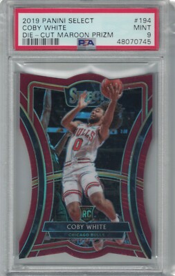 PSA Mint 9 2019 Panini Select Coby White Maroon Die Cut Prizm Rookie Card /175