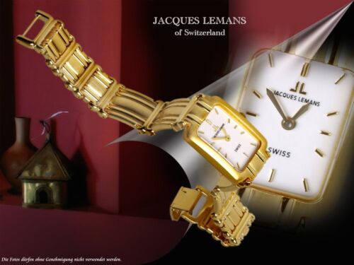 Zegarek damski JACQUES LEMANS Swiss made 10 mikronów pozłacany JL-830 prostokątny  - Zdjęcie 1 z 1