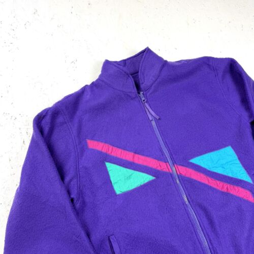 Vintage Donny Brook Full Zip Fleece Jacket Women’s Size M Purple Patterned 90s - Picture 2 of 7