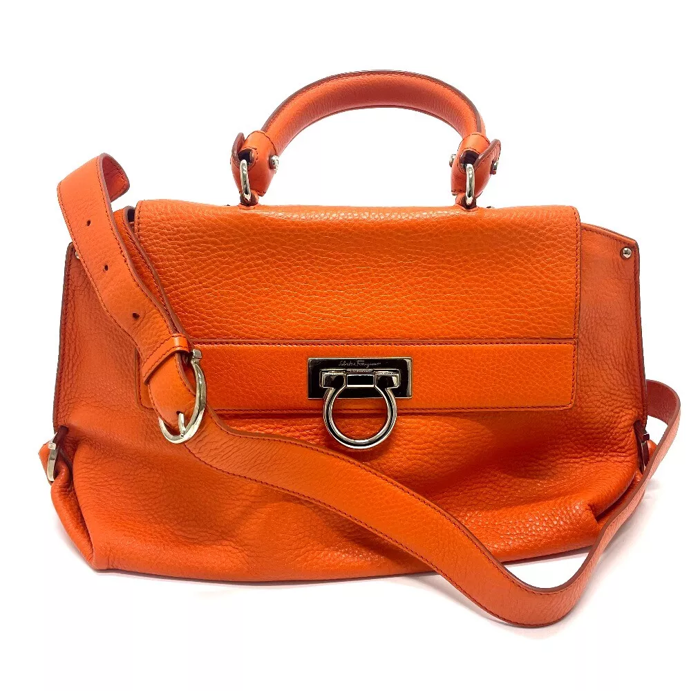 SALVATORE FERRAGAMO A896 Gancini Sofia 2WAY Hand Bag Leather