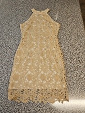 SHEIN Tight Beige Small(4) Women's Dress,With collar, stretches a little.(I#125)