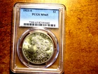 High Grade PCGS MS65 1921 S  Morgan Silver Dollar Nice Original Coin R2