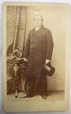 108. CdV distinguished gentleman with trench coat & top hat around 1860
