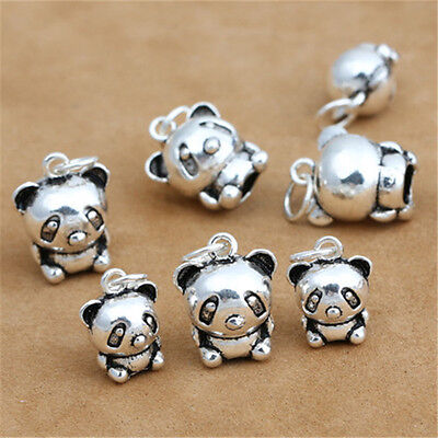 Sterling Silver Panda Charm 3D Animal Pendant for Bracelet Necklace