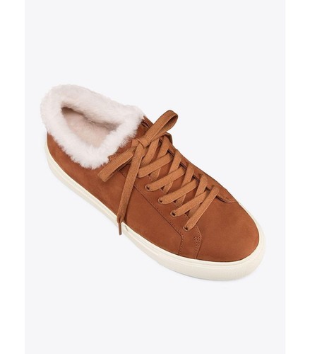 NIB Tory Burch Lawrence Shearling Low-Top Sneaker in Royal Tan Sz 7,7.5,9.5 $278 - Picture 3 of 9