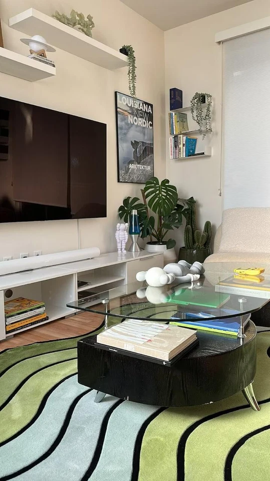 Tapete Maximalista, Tapete de Área Colorido de Lã Tufado à Mão para Sala de Estar 8x10 Pés - Imagem 4 de 4