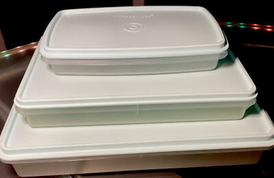 New USA Vintage Tupperware 3 Pc Container Set #290,794,816 w Mint Green Seals