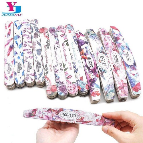 100 Pcs Nail Art Files 100/120/150/180/240 Strong Thick Sanding Polishing Files - Picture 1 of 39