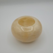 Candelabro de piedra tallada mármol ónix cuenco candelabro redondo crema beige