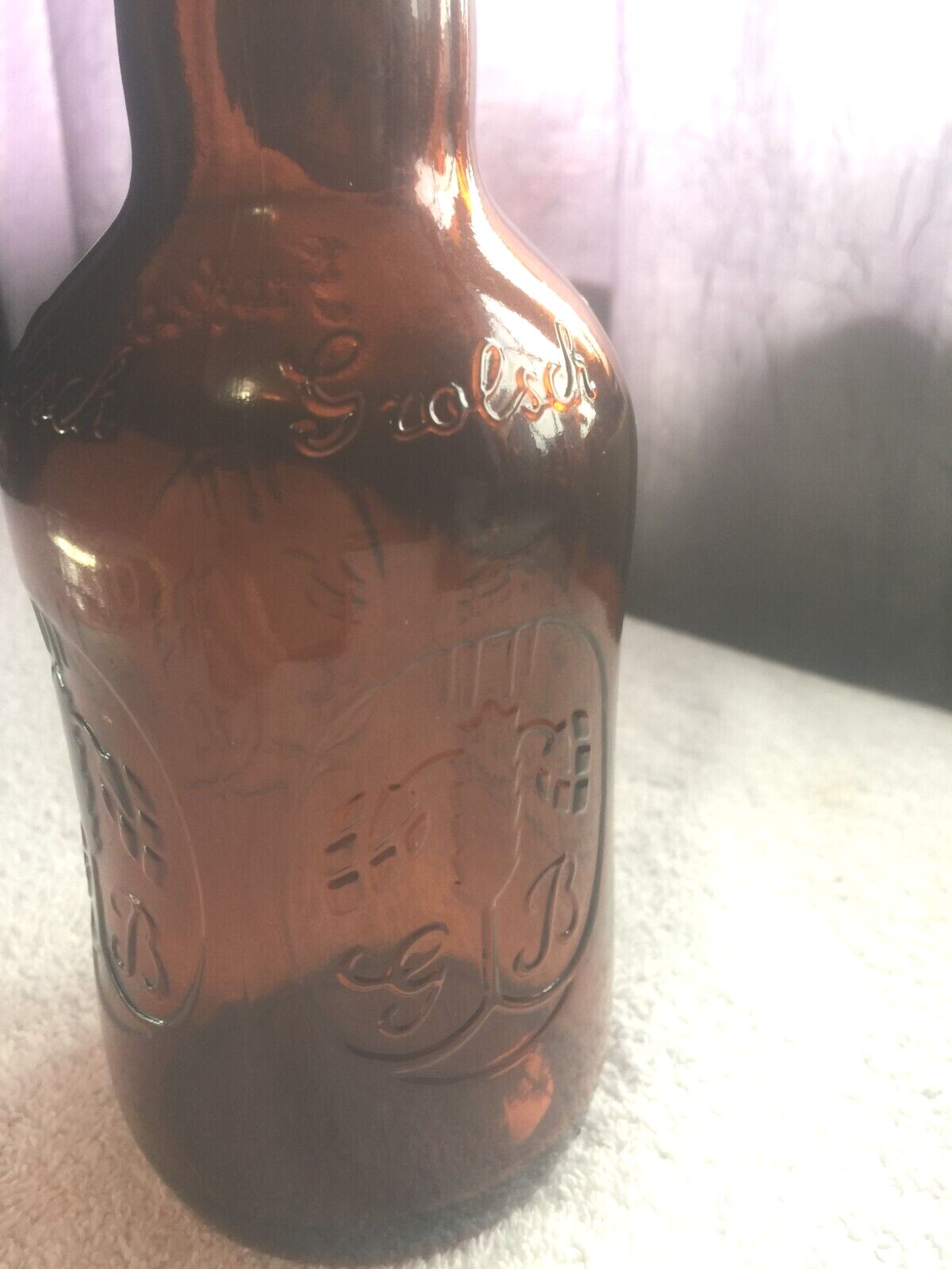 Empty Vintage GROLSCH Amber Brown Lager Glass Beer Bottle Porcelain