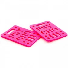 Vision Psycho Brand 1/8" STENCIL LOGO Dual Bolt Pattern Skateboard Risers PINK