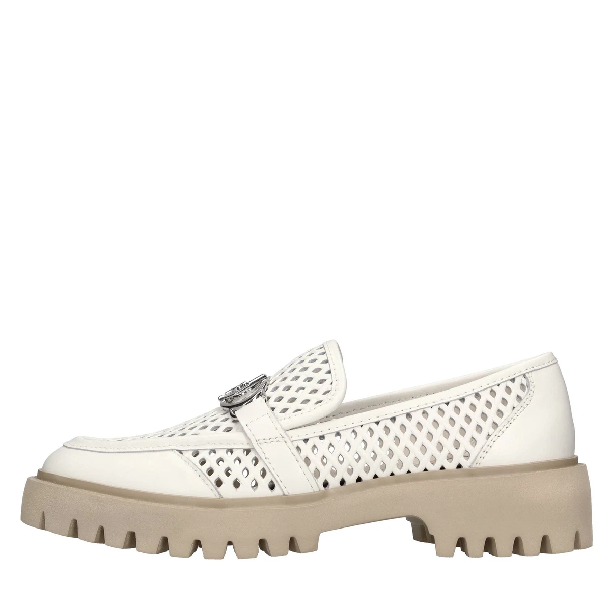 Hoefirm Mocassini Donna In Pelle Con Zeppa E Nappa | Bianco Opaco | Comodi E Casual | Tacco Moderato | 40.5 EU