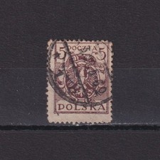 POLAND 1920, Sc# 152A, Damage left T top in POCZTA, Perf 14×13, Used