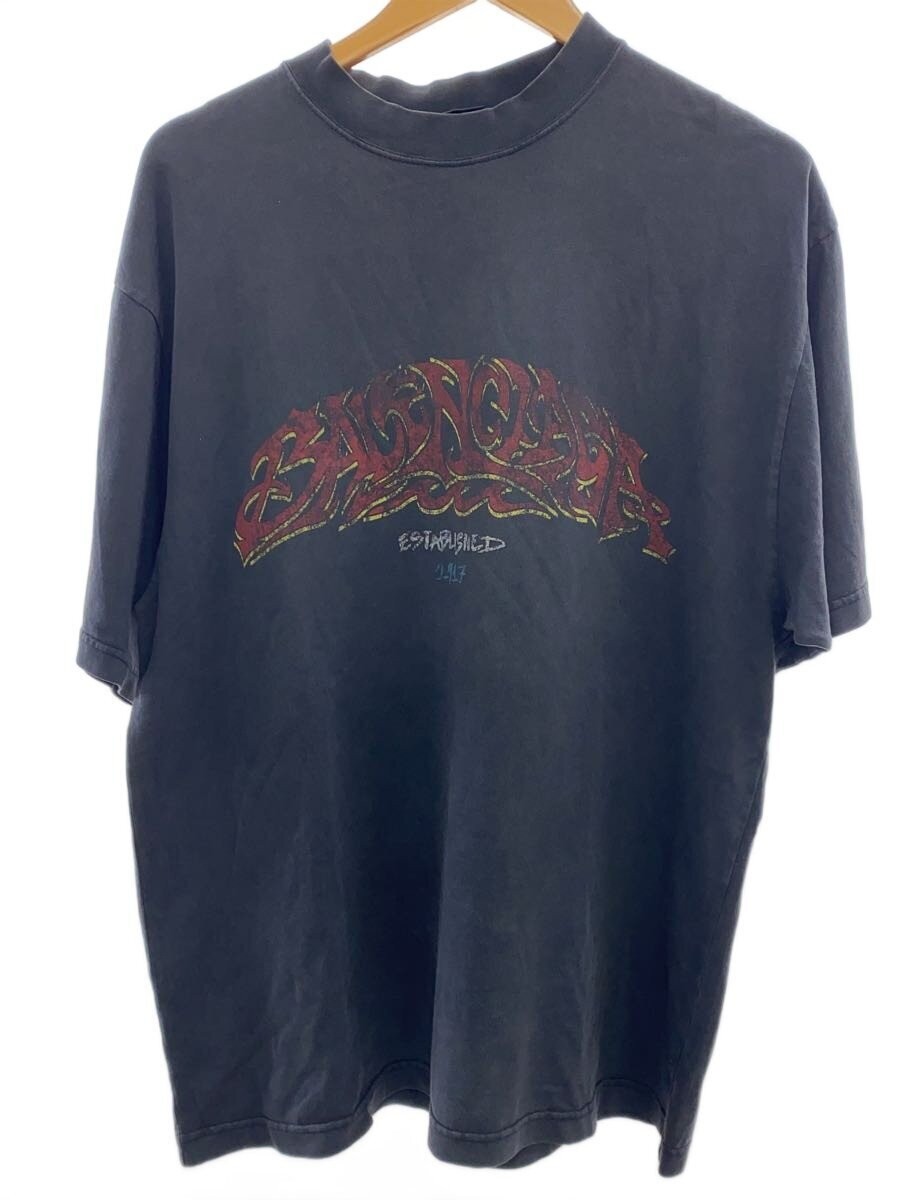 BALENCIAGA Vintage processed oversized T-shirt XS cotton gray