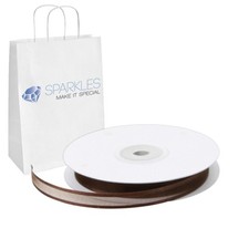 Organza Ribbon 3/8" Wide 25 Yd Yard Roll - Brown - Satin Edging Solid Reels rl