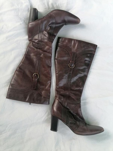 Women Clarks Boots Brown Leather 37.5 #7AKJ