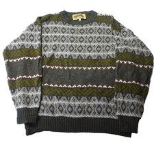 Arrow Pullover Sweater Mens Size L Green Geometric print Pullover Knit Acrylic