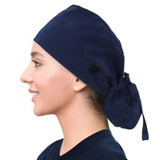 Adjustable Working Cap With Button Cotton Sweatband Ponytail Pocket