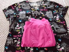 ONE PAIR OF SCRUBS,BRAND NAME DISNEY 2X/2XG,PINK PANTS