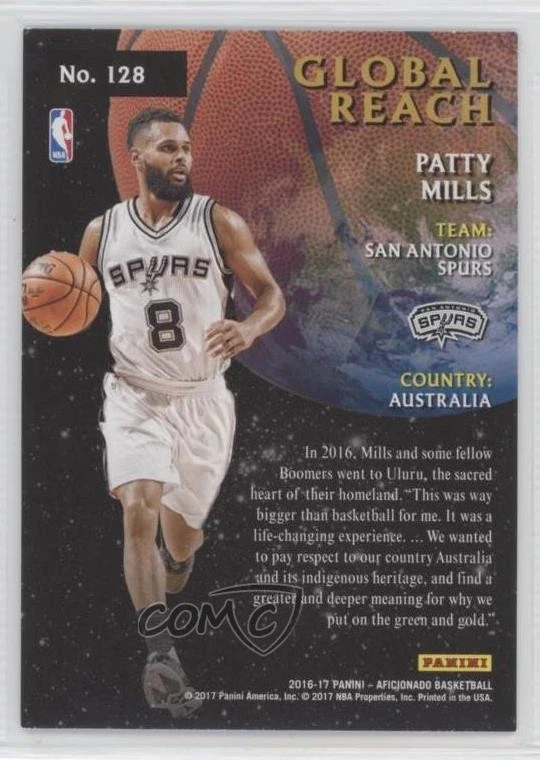 2016-17 Panini Aficionado Global Reach Artist's Proof Patrick Mills Patty #128 - Image 2 of 2
