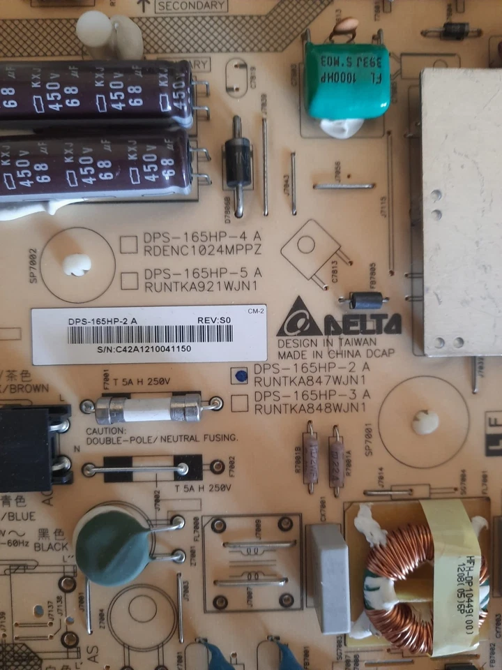 Scheda di alimentazione DPS - 165HP - 2 per tv Sharp LC-60LE638E. TESTATO! - Immagine 3 di 3